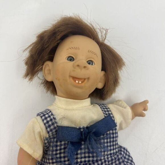 Vintage Gi-Go Toys Boy Doll Baby Gingham Blue Outfit Bean Bag My Pal 9" - Picture 2 of 11